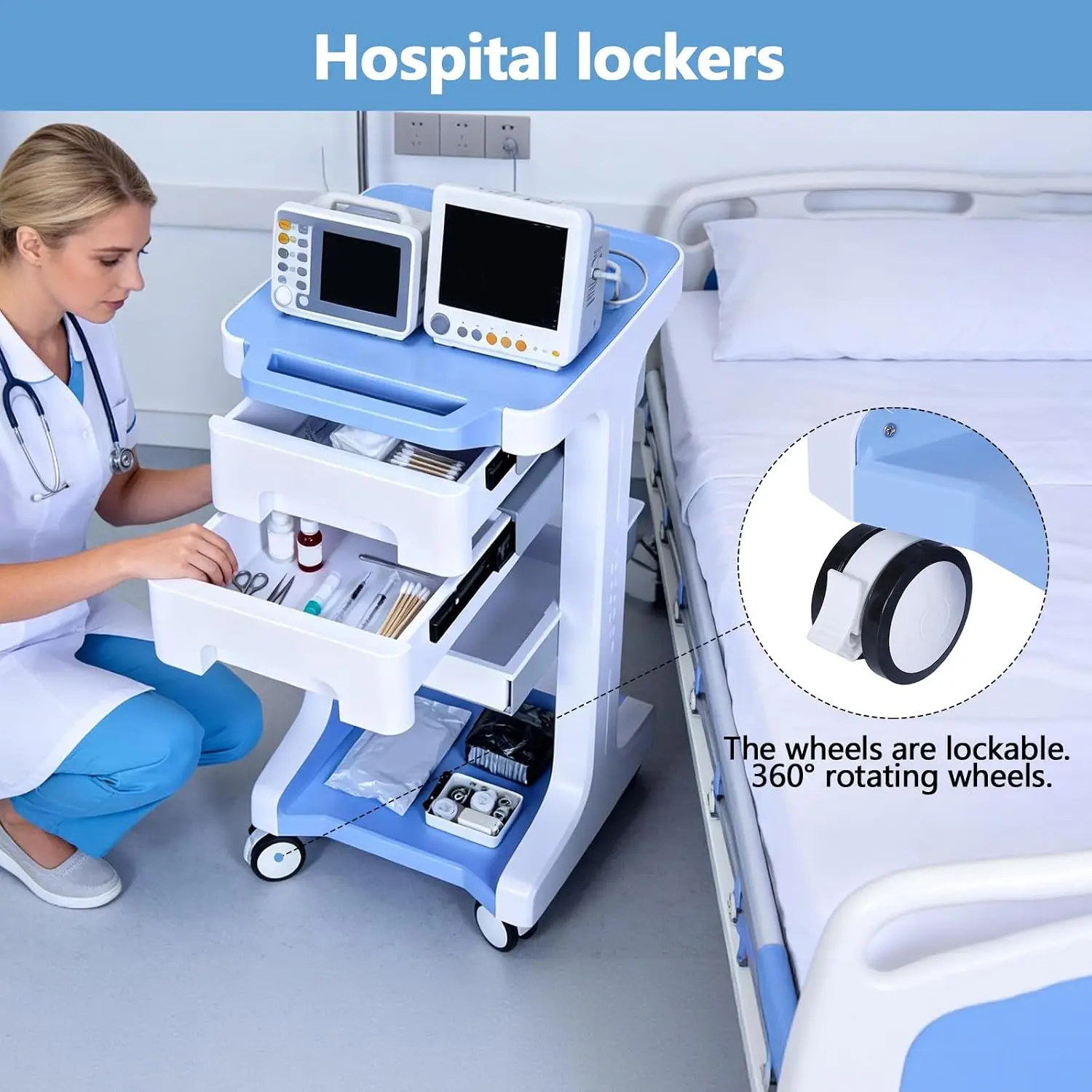 3 Tier Medical Rolling Cart wi - Medical Lab Ultrasound 评论和价格